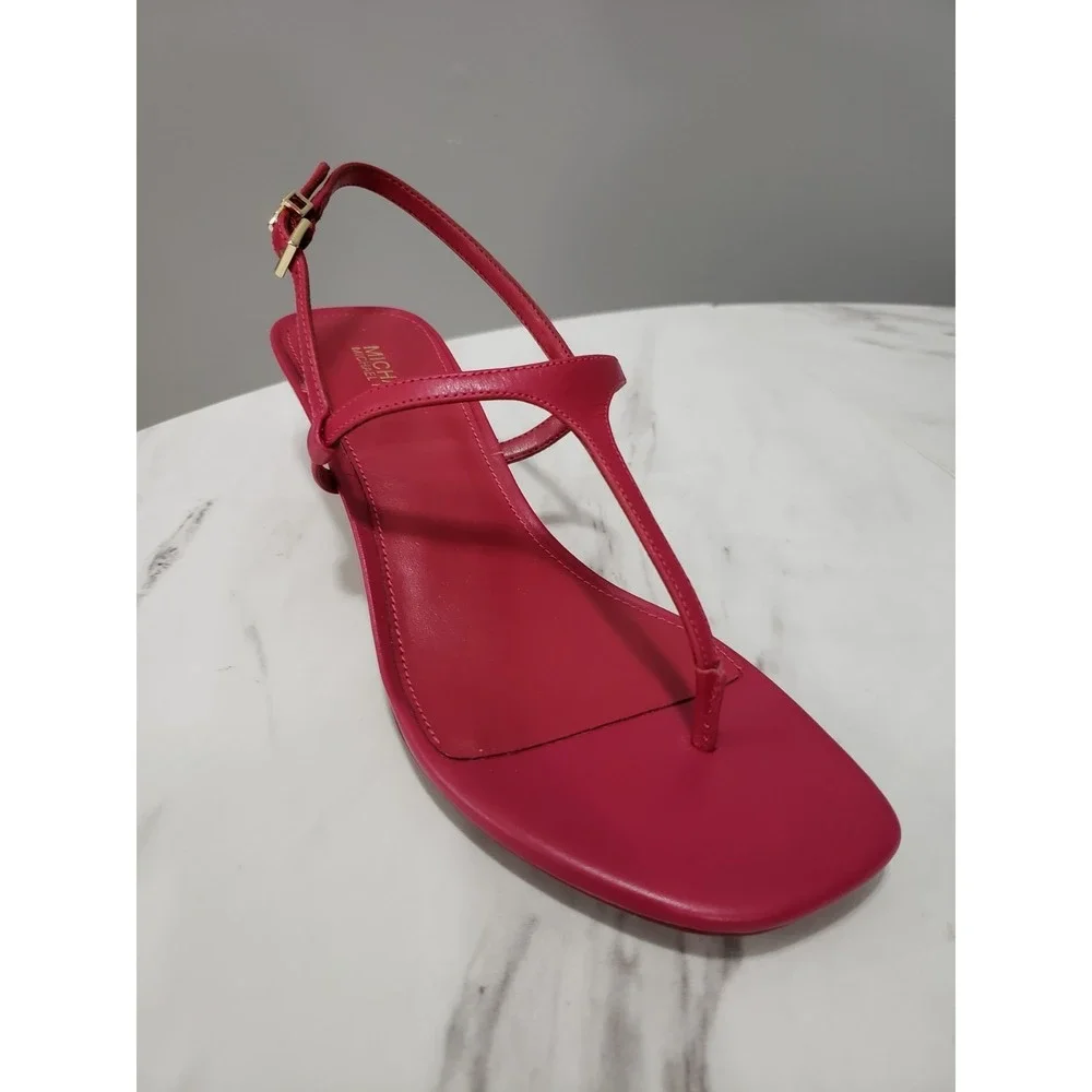 GENUINE MICHAEL Michael Kors Tasha T-Strap Sandals DK Raspberry STYLE 40T0TAMP1L